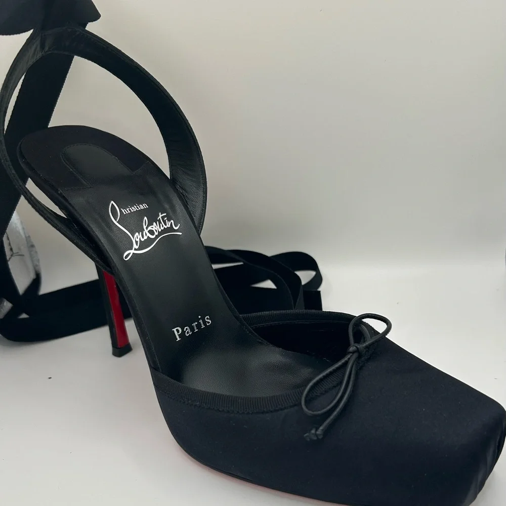 Christian Louboutin Black Ballerina Stilettos w/ Signature Red Soles Size 10 US - Picture 12 of 16